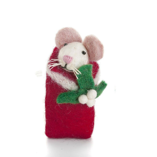 Swaddling Mouse with Holly or Mistletoe