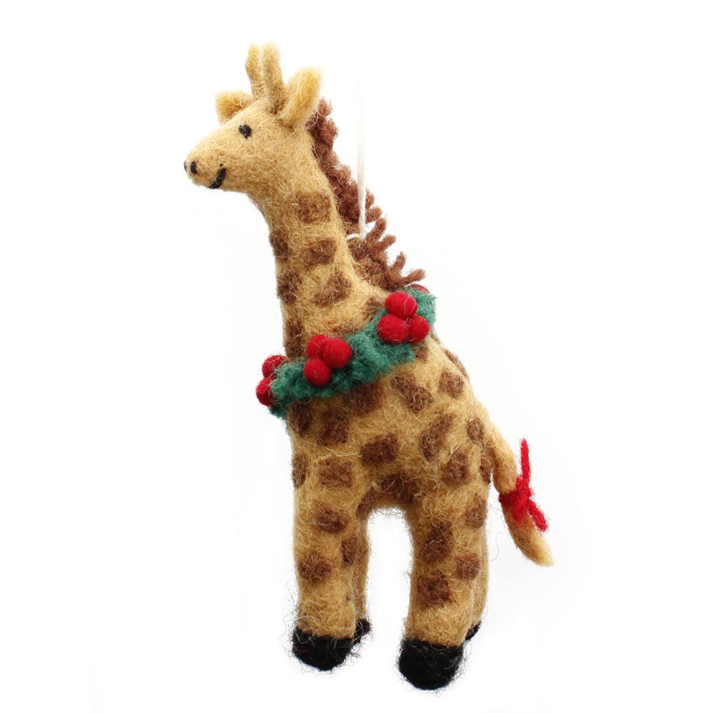 Safari Giraffe with Holly Wreath