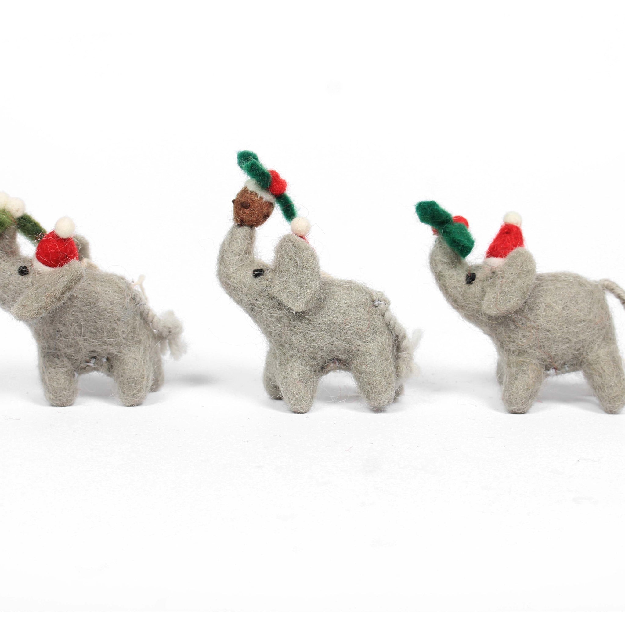 Mini Elephants with Pudding, Mistletoe or Holly