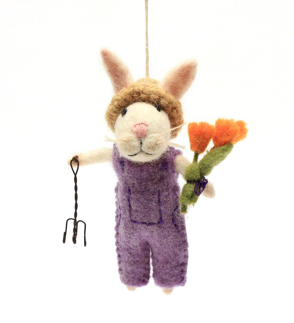 Bunny with Fork & Flowers Decoration | Festive Felt