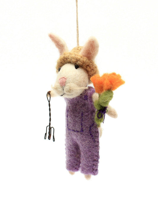 Bunny with Fork & Flowers Decoration