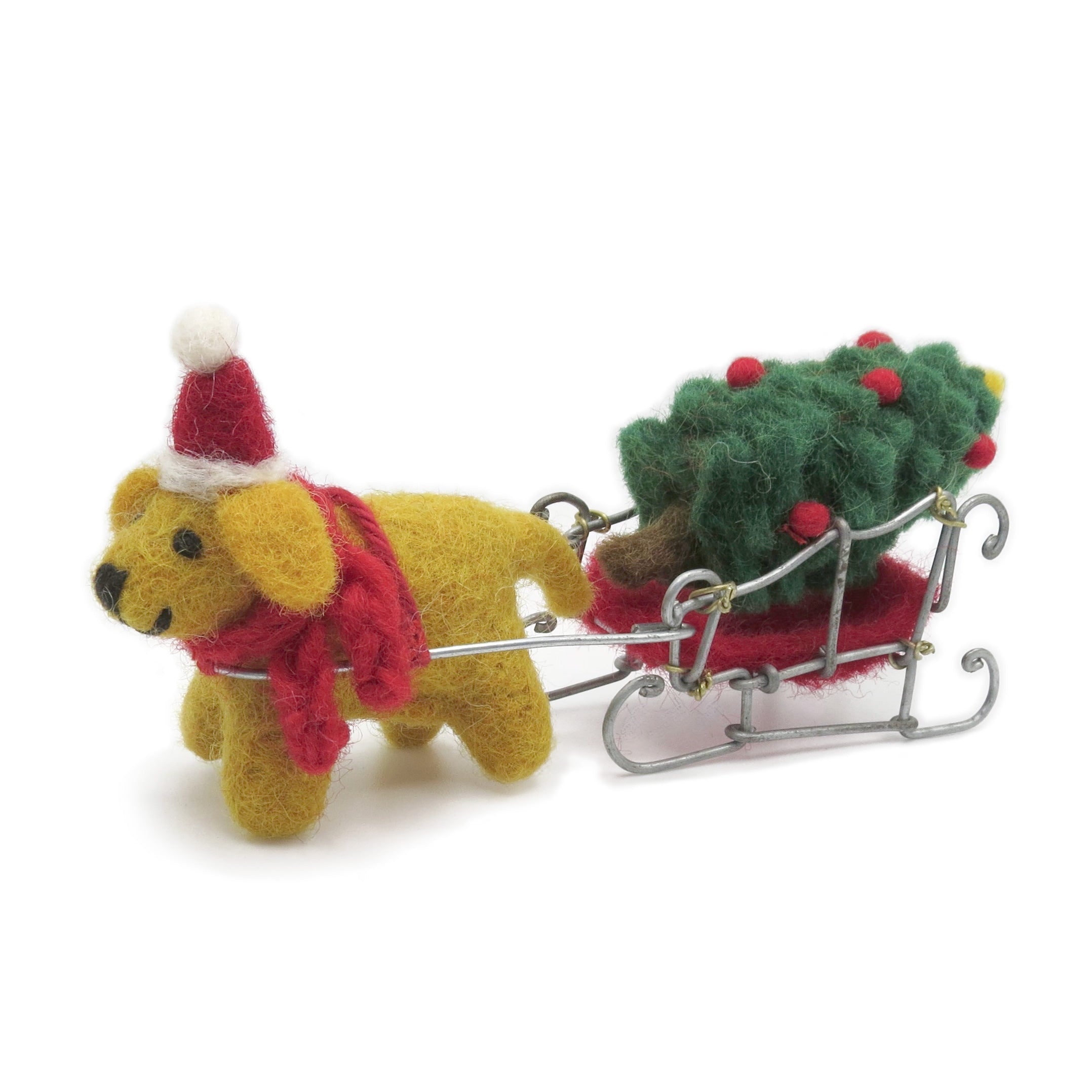 Mini Golden Labrador with Sleigh and Christmas Tree l Festive Felt