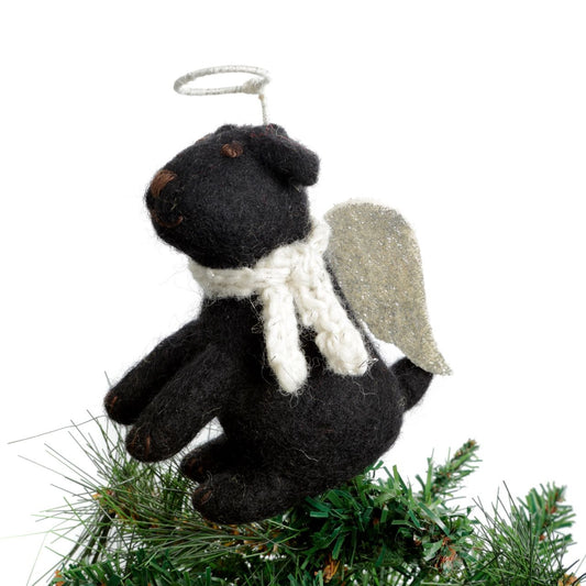 Black Labrador Tree Topper. Unique handmade Christmas Decorations from Amica Felt