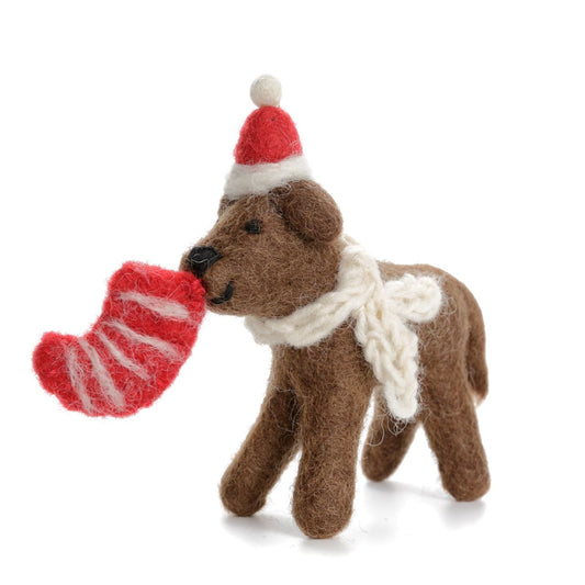 Chocolate Labrador with Stocking from Amica Felt