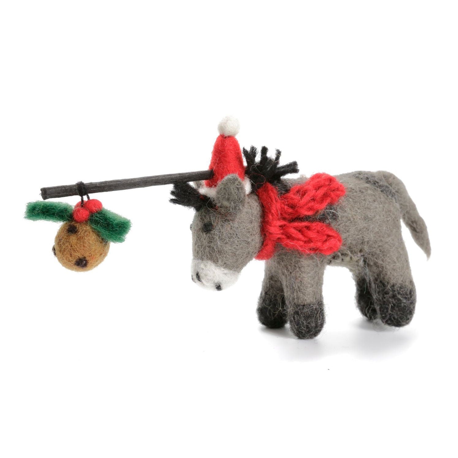 Donkey with Christmas Pudding on a Stick from Amica Felt