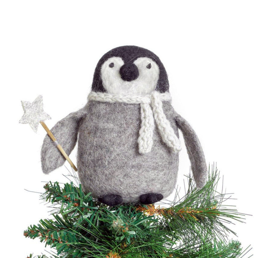 Baby Penguin Tree Topper.  Unique handmade Christmas Decorations from Amica Felt