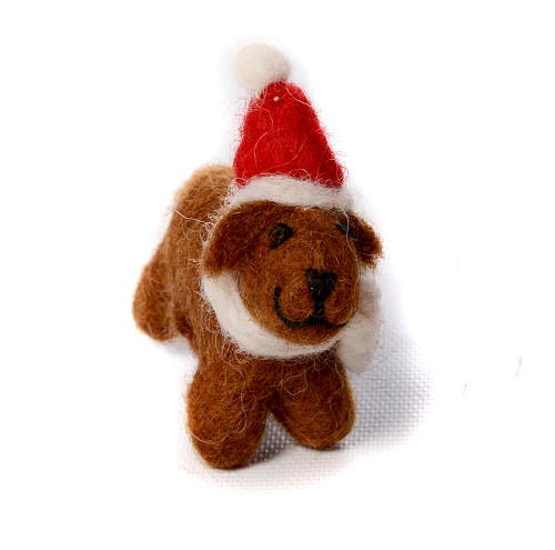 Mini Chocolate Labrador. Unique handmade Christmas Decorations from Amica Felt